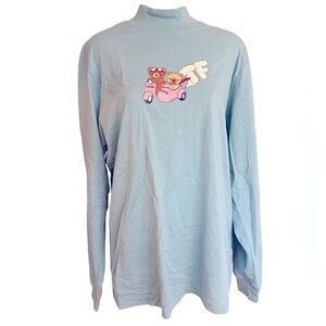 Teddy Fresh NWT Sky Blue Crewneck Shirt Bears on Vespa Side Car Scooter M